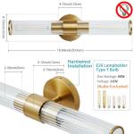 Vaziden Bathroom Light Fixtures, Gold Wall Sconce in Threaded Glass Indoor Wall Sconces, Modern Bathroom Vanity Light Up and Down Sconces Wall Lighting for Living Room, Hallway - Bulb Not Included