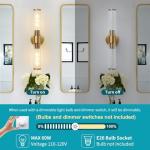Vaziden Bathroom Light Fixtures, Gold Wall Sconce in Threaded Glass Indoor Wall Sconces, Modern Bathroom Vanity Light Up and Down Sconces Wall Lighting for Living Room, Hallway - Bulb Not Included