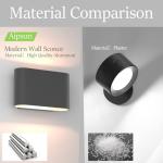 Aipsun Black LED Wall Sconces 1 Pack Indoor Modern Wall Lights Hardwired Up and Down Interior Wall Mount Light for Living Room Bedroom Hallway Warm White 3000K(with G9 Bulbs)