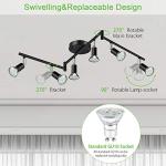 Unicozin LED 6 Light Track Lighting Kit, Black 6 Way Ceiling Spot Lighting, Flexibly Rotatable Head, Track Light Included 6 x LED GU10 Bulb (4W, Daylight White 5000K, 400LM)