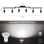 Unicozin LED 6 Light Track Lighting Kit, Black 6 Way Ceiling Spot Lighting, Flexibly Rotatable Head, Track Light Included 6 x LED GU10 Bulb (4W, Daylight White 5000K, 400LM)