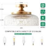 Lamomo Semi Flush Mount Ceiling Light, Upgraded Larger Golden Hallway Light Fixture, 3-Bulb Globe Glass Close to Ceiling Scone,Indoor Hanging Light for Bedroom Kitchen Porch Hallway,Bulbs Not Included