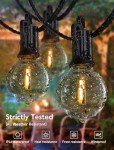2 Pack 25FT Outdoor String Lights, Globe Patio Lights with 12+1 LED G40 Plastic Shatterproof Bulbs, Waterproof Connectable Edison Hanging Lights, Backyard Lights for Balcony Gazebo Garden Party Decor