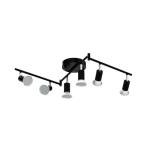 Unicozin LED 6 Light Track Lighting Kit, Black 6 Way Ceiling Spot Lighting, Flexibly Rotatable Head, Track Light Included 6 x LED GU10 Bulb (4W, Daylight White 5000K, 400LM)