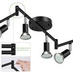 Unicozin LED 6 Light Track Lighting Kit, Black 6 Way Ceiling Spot Lighting, Flexibly Rotatable Head, Track Light Included 6 x LED GU10 Bulb (4W, Daylight White 5000K, 400LM)