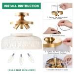 Lamomo Semi Flush Mount Ceiling Light, Upgraded Larger Golden Hallway Light Fixture, 3-Bulb Globe Glass Close to Ceiling Scone,Indoor Hanging Light for Bedroom Kitchen Porch Hallway,Bulbs Not Included