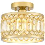YURNYQ Crystal Ceiling Light Fixture, Modern Semi Flush Mount Ceiling Light, Gold Lighting Fixtures Ceiling Lamp for Hallway, Kitchen, Entryway, Bedroom, Laundry Room, 9.05 Inch