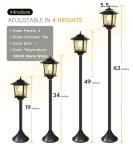 PASAMIC 63" Solar Lamp Post 2Pack, Outdoor Lights Waterproof, Pole Lights Outdoor, Floor Lamp for Patio, Warm White, Replaceable Bulb
