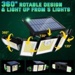 Solar Lights Outdoor Waterproof Motion Sensor - 416 LEDs 3000 Lumens Super Bright 3 Brightness 3 Modes 2400mAh 360° Illumination 32ft Solar Flood Security Light for Outside (With ‎Remote Control, 2)