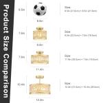 YURNYQ Crystal Ceiling Light Fixture, Modern Semi Flush Mount Ceiling Light, Gold Lighting Fixtures Ceiling Lamp for Hallway, Kitchen, Entryway, Bedroom, Laundry Room, 9.05 Inch