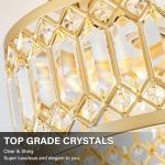 YURNYQ Crystal Ceiling Light Fixture, Modern Semi Flush Mount Ceiling Light, Gold Lighting Fixtures Ceiling Lamp for Hallway, Kitchen, Entryway, Bedroom, Laundry Room, 9.05 Inch