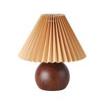 KUNJOULAM Small Pleated Table Lamp, Modern Bedside Nightstand Lamp with Coffee Lampshade, Cute Lamp for Bedroom Living Room Home Office Decor with E12 Bulb