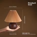KUNJOULAM Small Pleated Table Lamp, Modern Bedside Nightstand Lamp with Coffee Lampshade, Cute Lamp for Bedroom Living Room Home Office Decor with E12 Bulb