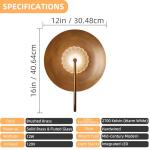 Hyunbae Mid Century Modern Wall Sconces Indoor, Dimmable LED Wall Sconce with Fluted Glass Shade, Brass Wall Lights for Living Room, Bedroom, Bathroom, Hallway, Dining Room, 2700K