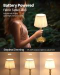 KDG Cordless Portables Table Lamp, LED Fabric Shade Small Desk Lamps, 4000mAh Battery Powered Lighting, 2700K Stepless Dimmable Light for Living Room, Dining Room, Bedroom, Bedside (Bronze)