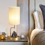 Dreamholder Table Lamp with 3 USB Charging Ports, Modern Desk Lamp with AC Outlet and Phone Stands, Perfect Bedside Lamp for Bedroom, Living Room, Office (Pack of 2), Gold