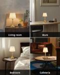 KDG Cordless Portables Table Lamp, LED Fabric Shade Small Desk Lamps, 4000mAh Battery Powered Lighting, 2700K Stepless Dimmable Light for Living Room, Dining Room, Bedroom, Bedside (Bronze)