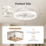 Ceiling Fans with Lights and Remote, 20 Inch White Low Profile Flush Mount Ceiling Fans with 3000-6000K Dimmable and 6 Wind Speeds, Modern Style with APP for Bedroom