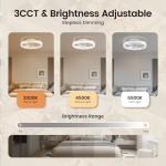 Ceiling Fans with Lights and Remote, 20 Inch White Low Profile Flush Mount Ceiling Fans with 3000-6000K Dimmable and 6 Wind Speeds, Modern Style with APP for Bedroom