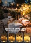 Brightown Outdoor String Lights, 50FT 25 G40 Bulbs Shatterproof Patio Lights, IP65 Waterproof Dimmable Hanging Connectable Globe LED Outdoor Lights for Backyard, Bistro, Porch, Deck, Balcony