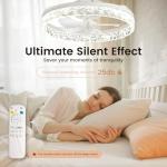 Ceiling Fans with Lights and Remote, 20 Inch White Low Profile Flush Mount Ceiling Fans with 3000-6000K Dimmable and 6 Wind Speeds, Modern Style with APP for Bedroom