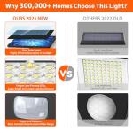 WdtPro 2025 Solar Lights Outdoor Flood Light, 3500LM Bright Motion Sensor Outdoor Lights, 3 Heads & Upgrade Glass Panel, LED Solar Powered Security Light Spotlights Waterproof for Outside Yard-2Pack