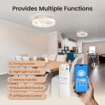 Ceiling Fans with Lights and Remote, 20 Inch White Low Profile Flush Mount Ceiling Fans with 3000-6000K Dimmable and 6 Wind Speeds, Modern Style with APP for Bedroom