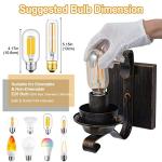 Wall Sconces Sets of 2, Oil Rubbed Bronze Hardwired Wall Sconce Indoor, Retro Rustic Wall Lamps with Amber Glass,Vintage Bedside Sconces Wall Lighting for Living Room Bathroom