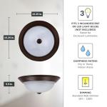 DESIGNERS FOUNTAIN Reedley 3-Lights Flush Mount Ceiling Light, 15 Inch Lighting Fixture for Kitchen, Bedroom, Bathroom, and Hallway, White Alabaster Glass, Oil Rubbed Bronze, 1257L-ORB-AL