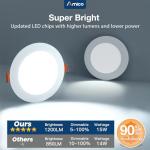 Amico 16 Pack 6 Inch 5CCT Ultra-Thin LED Recessed Ceiling Light with Junction Box, 2700K/3000K/4000K/5000K/6000K Selectable, Dimmable Can Light, 1200LM High Brightness Downlight,15W Eqv 130W,ETL