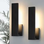 ElilyGiA Aluminum LED Modern Wall Sconces Set of 2, 18W Matte Black Waterproof Sconce Wall Lighting Indoor Outdoor, Hardwired Wall Lights for Office,Porch, Bedroom, Bathroom, Living Room,Stairway