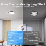 WKONCLDY 6Pack 3200lm LED Flush Mount Ceiling Light, Super Slim 12 inch LED Ceiling Light, 5000K LED Ceiling Light for Bedroom, Living Room, Dining Room (Black, Six Pack)