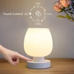 Touch Bedside Table Lamp - Modern Small Lamp for Bedroom Living Room Nightstand, Desk lamp with White Opal Glass Lamp Shade, Warm LED Bulb, 3 Way Dimmable, Simple Design