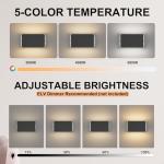 Aoceley Indoor Modern Led Aluminum Wall Sconces,18W 5CCT 3000K-6000K Dimmable Hardwired Wall Light with Rotatable Lampshade,Contemporary Wall Lamp for Bedroom Living Room Hallway Stairway(Black,2Pack)