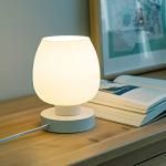 Touch Bedside Table Lamp - Modern Small Lamp for Bedroom Living Room Nightstand, Desk lamp with White Opal Glass Lamp Shade, Warm LED Bulb, 3 Way Dimmable, Simple Design