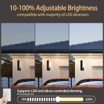 ElilyGiA Aluminum LED Modern Wall Sconces Set of 2, 18W Matte Black Waterproof Sconce Wall Lighting Indoor Outdoor, Hardwired Wall Lights for Office,Porch, Bedroom, Bathroom, Living Room,Stairway