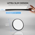 WKONCLDY 6Pack 3200lm LED Flush Mount Ceiling Light, Super Slim 12 inch LED Ceiling Light, 5000K LED Ceiling Light for Bedroom, Living Room, Dining Room (Black, Six Pack)