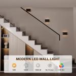 Aoceley Indoor Modern Led Aluminum Wall Sconces,18W 5CCT 3000K-6000K Dimmable Hardwired Wall Light with Rotatable Lampshade,Contemporary Wall Lamp for Bedroom Living Room Hallway Stairway(Black,2Pack)