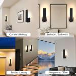 ElilyGiA Aluminum LED Modern Wall Sconces Set of 2, 18W Matte Black Waterproof Sconce Wall Lighting Indoor Outdoor, Hardwired Wall Lights for Office,Porch, Bedroom, Bathroom, Living Room,Stairway