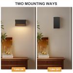 Aoceley Indoor Modern Led Aluminum Wall Sconces,18W 5CCT 3000K-6000K Dimmable Hardwired Wall Light with Rotatable Lampshade,Contemporary Wall Lamp for Bedroom Living Room Hallway Stairway(Black,2Pack)