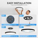 WKONCLDY 6Pack 3200lm LED Flush Mount Ceiling Light, Super Slim 12 inch LED Ceiling Light, 5000K LED Ceiling Light for Bedroom, Living Room, Dining Room (Black, Six Pack)