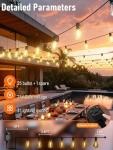 luckystyle 100FT LED Outdoor String Lights with Remote, 35+ 1 Shatterproof Bulbs Waterproof and Dimmable Patio Lights for Porch, Garden, Backyard, Deck, Balcony, 2700K Hanging Lighting