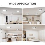 WKONCLDY 6Pack 3200lm LED Flush Mount Ceiling Light, Super Slim 12 inch LED Ceiling Light, 5000K LED Ceiling Light for Bedroom, Living Room, Dining Room (Black, Six Pack)