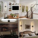 Battery Operated Wall Sconces Set of 2: 10000mAh Rechargeable Wall Lights with Remote Control, 360° Rotate Wireless Wall Scone Decor for TV/Mirror Bedroom Living Room, 31.5 Inch, Black