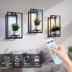 Shineled Wall Plant Holder, Indoor Plants Holders for Remote Grow Lights, Plant Shelves Hanging Planters, Framed Plants Holder for Living Room, 2 Pack (Medium)
