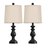 PARTPHONER Traditional Table Lamp Set of 2, Rustic Farmhouse Table Lamps for Living Room Bedroom, 22" Bedside Desk Lamps Vintage Nightstand Lamps with Linen Shades, Black