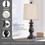 PARTPHONER Traditional Table Lamp Set of 2, Rustic Farmhouse Table Lamps for Living Room Bedroom, 22" Bedside Desk Lamps Vintage Nightstand Lamps with Linen Shades, Black
