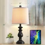 PARTPHONER Traditional Table Lamp Set of 2, Rustic Farmhouse Table Lamps for Living Room Bedroom, 22" Bedside Desk Lamps Vintage Nightstand Lamps with Linen Shades, Black