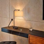 Side Table Lamp with Dual USB Ports, Dimmable Bedside Lamp Modern Nightstand Lamp Desk Reading Lamp with Linen Lampshade for Bedroom, Living Room, Study Room, Office, 9W 3000K LED Bulb Included