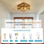 Rpzloila Flush Mount Ceiling Light Fixture for Kitchen Hallway, 2-Light Close to Ceiling Light with Black Metal and Wood Design, Rustic Farmhouse Ceiling (Bulb not Included)